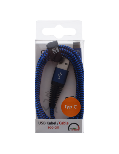 1,00 mt Cavo USB A/Type-C tessuto Blu