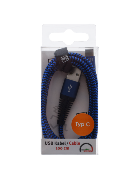 1,00 mt Cavo USB A/Type-C tessuto Blu