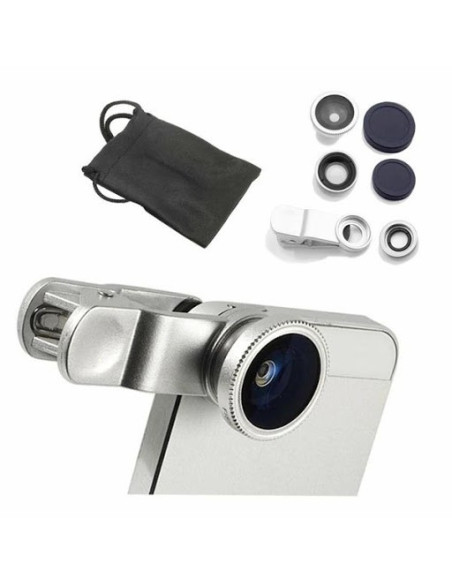 Lenti per smartphone, con clip, plastic/aluminium, silver, 3in1