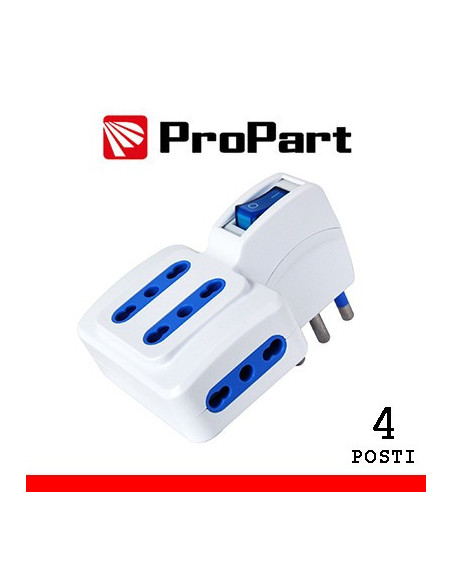 Adattatore 4pos bipasso spina16A salvaspazio + interr.